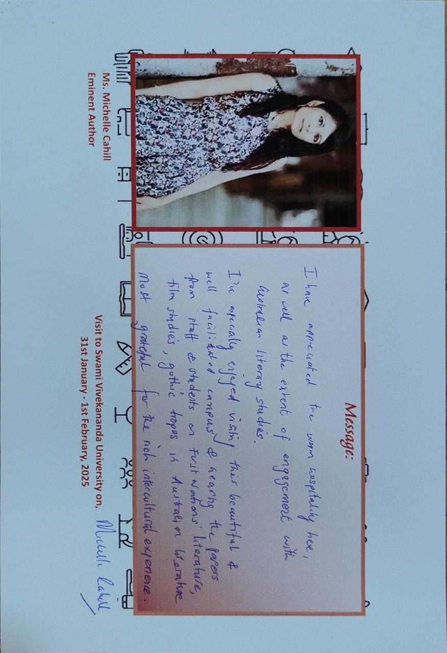 An appreciation received by Swami Vivekananda University